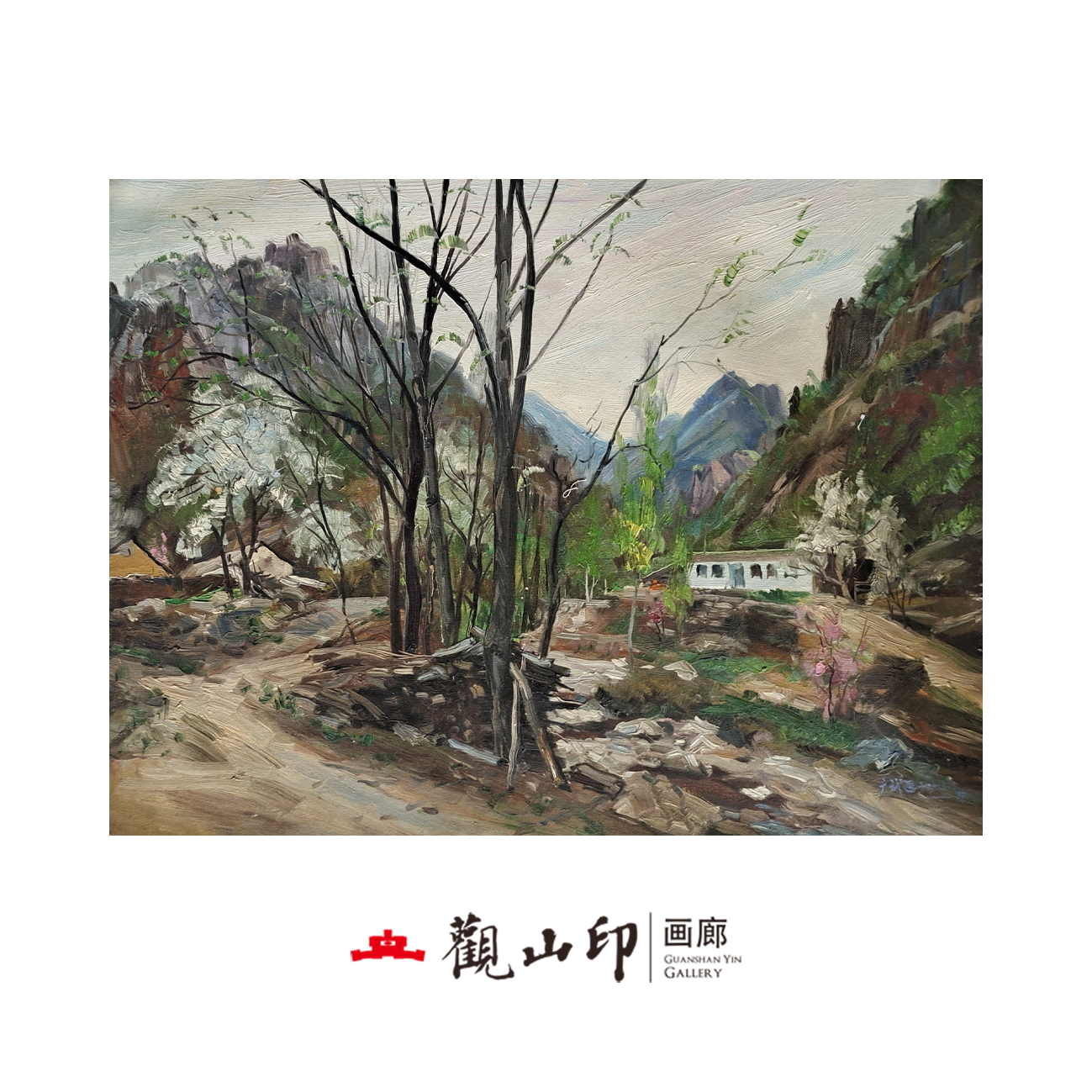 SGW原创手绘风景油画59x79cm雪景作品4403