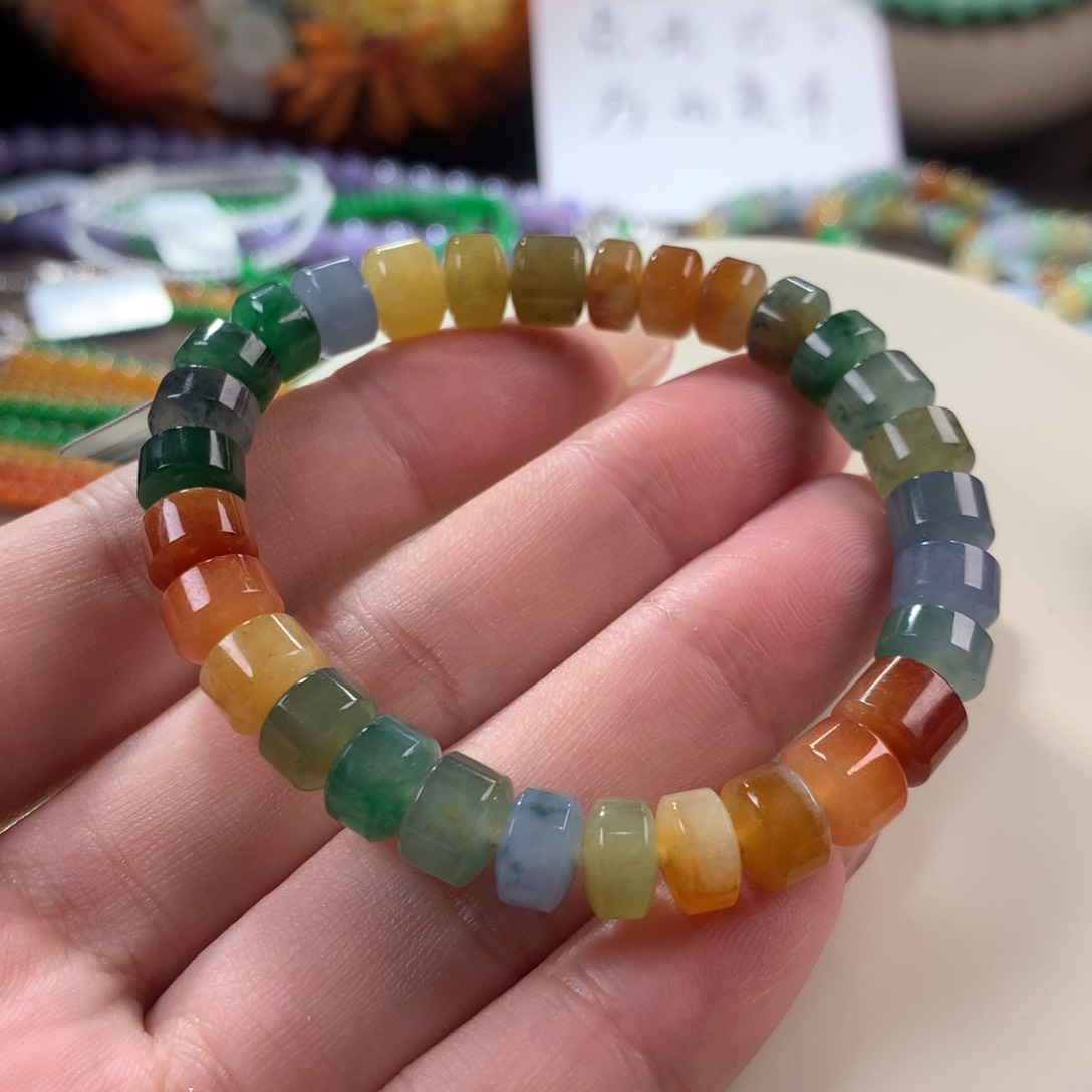 翡翠手链未镶嵌翡翠彩虹系列卡8+