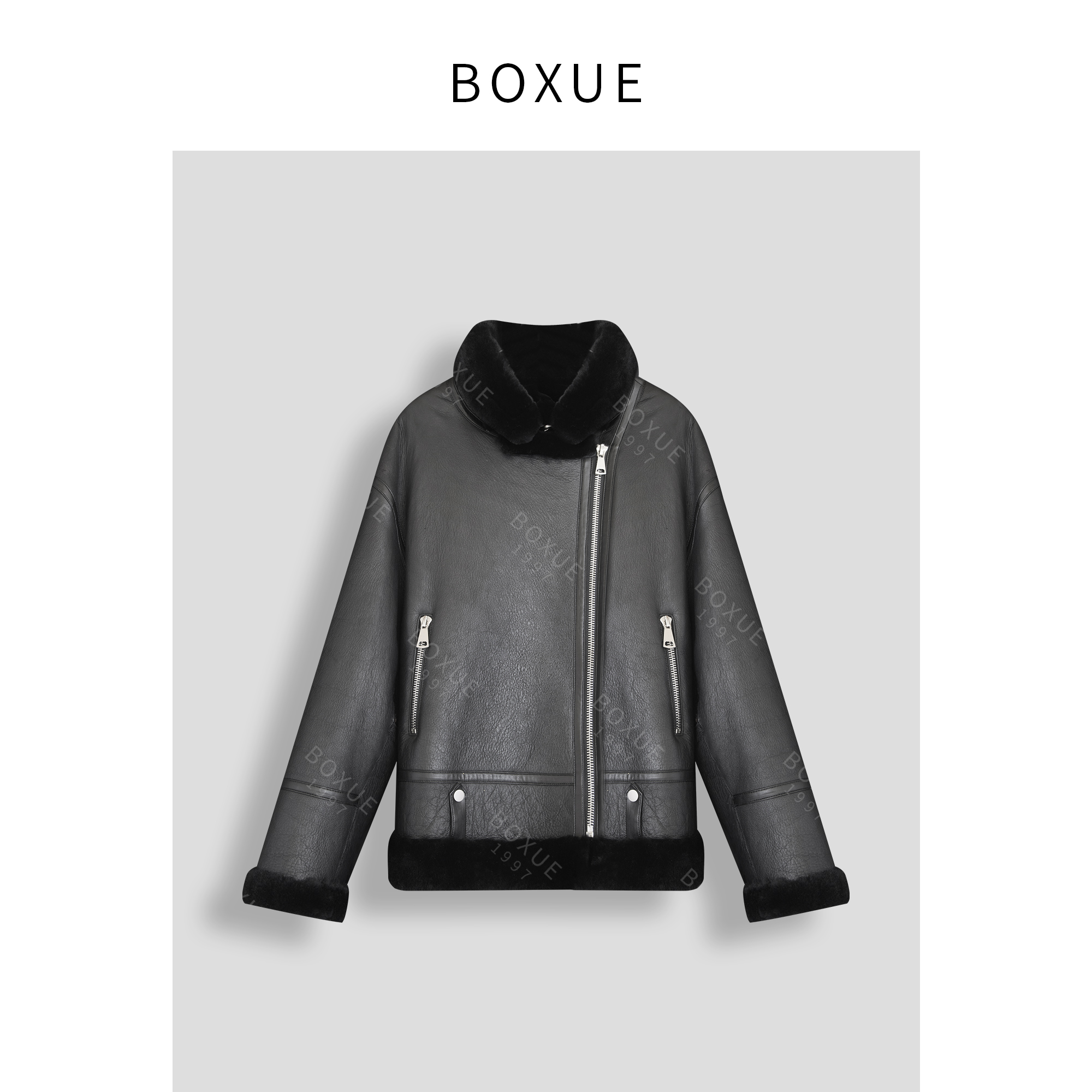 BOXUE 2024冬季新款高级感皮毛一体轻奢 外套#241227A139
