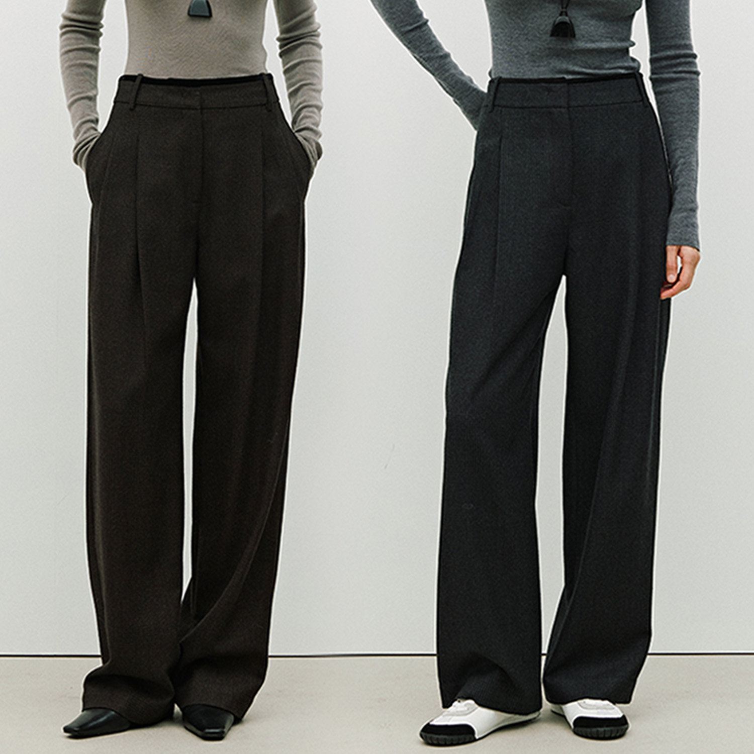 MARIUS“玛黑区2.0”老钱风澳洲美利奴绵羊毛格纹西装长裤