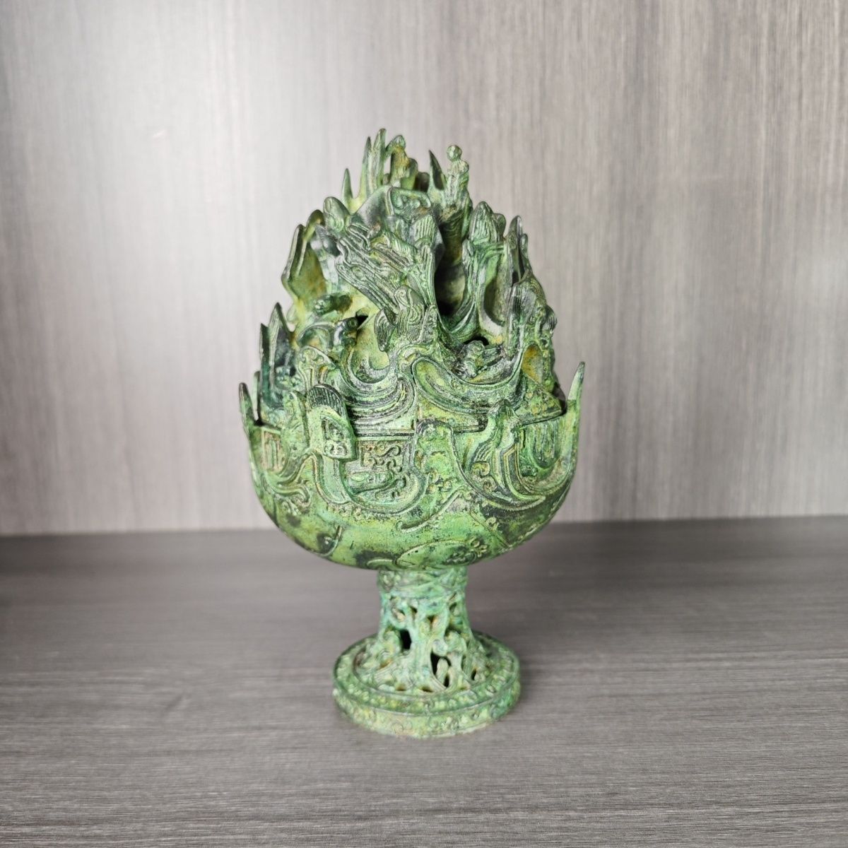 博山炉精工版香薰炉仿古纯铜收藏装饰摆件古玩