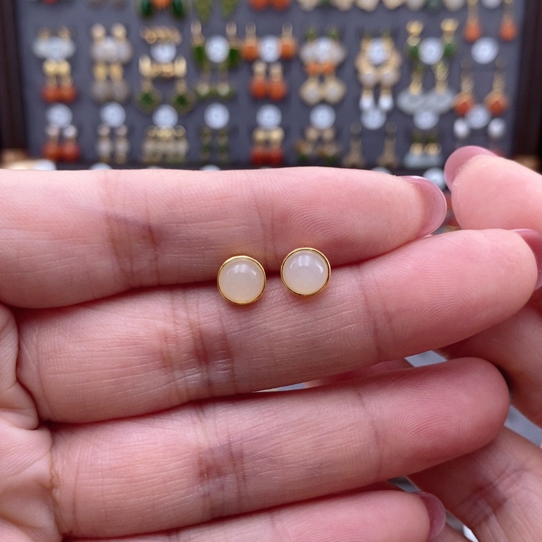 银S925镶嵌和田玉耳饰是****✨