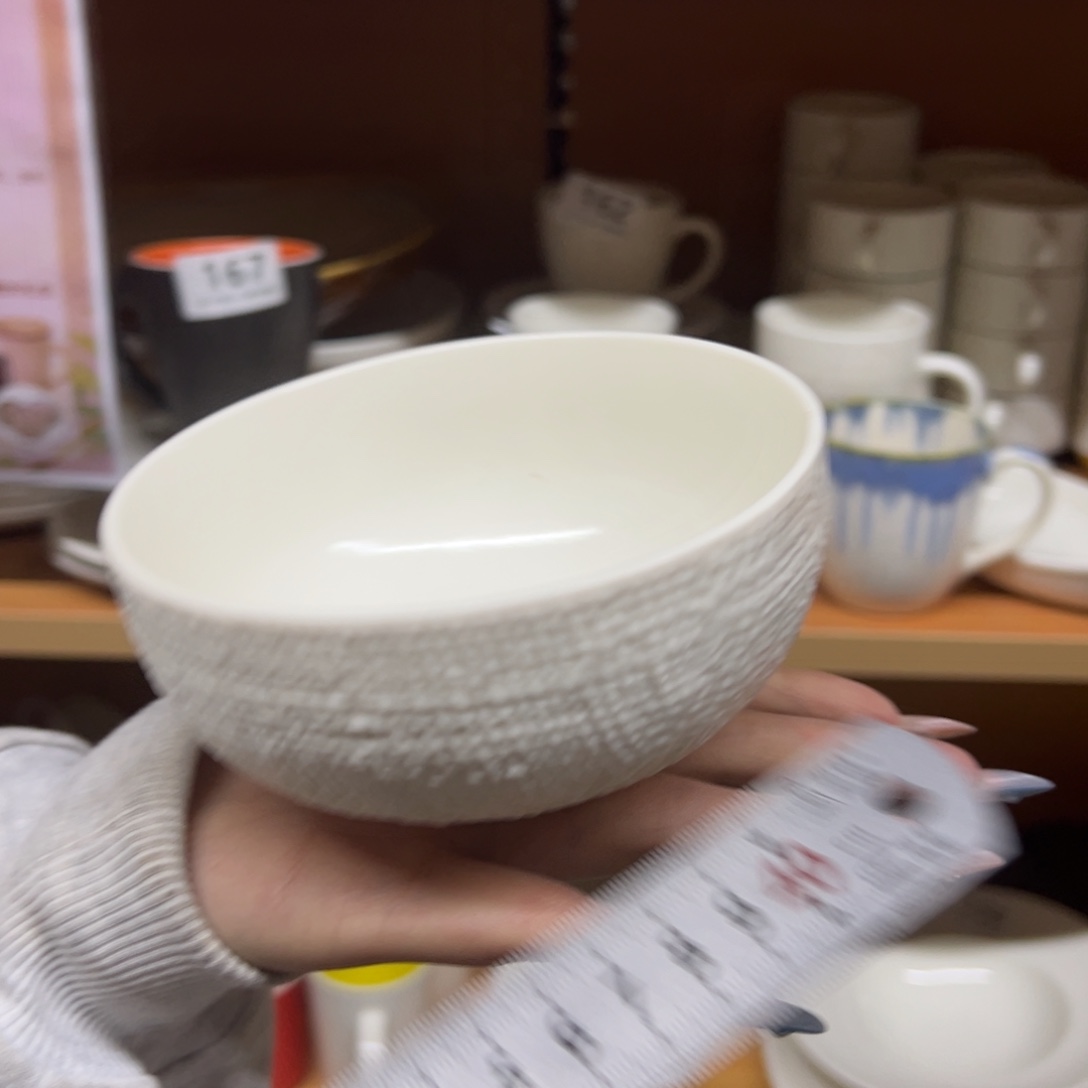 新骨瓷172哑光珍珠白 麻布纹 5寸米饭碗