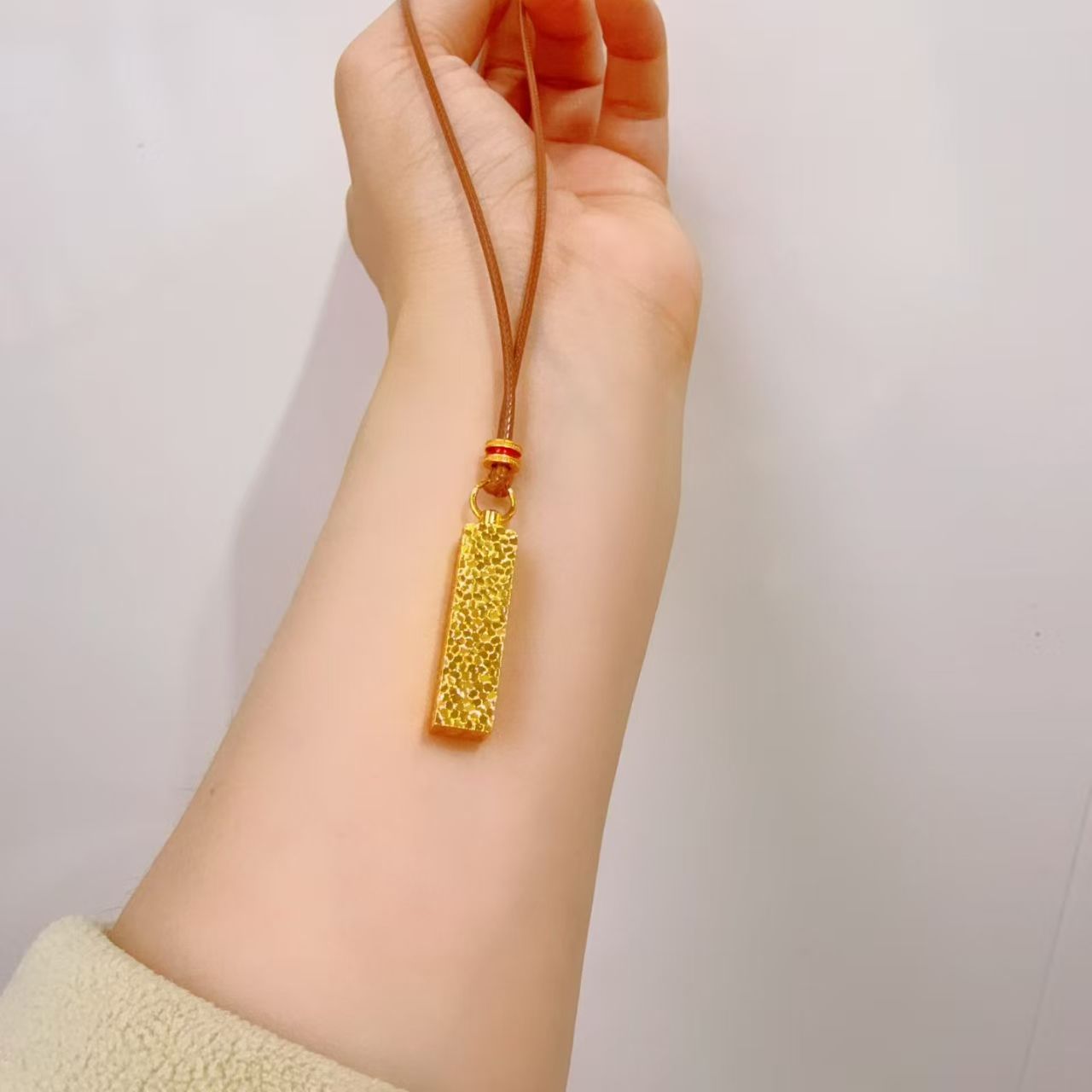 非金属皮质项链 铜合金项链    爆闪四方来财碎冰冰项链气质轻奢