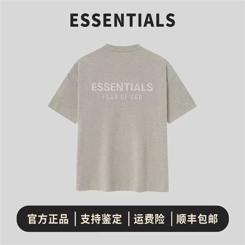 Essentials SS25  胸前皮标徽标舒适宽松圆领短袖T恤男女同款
