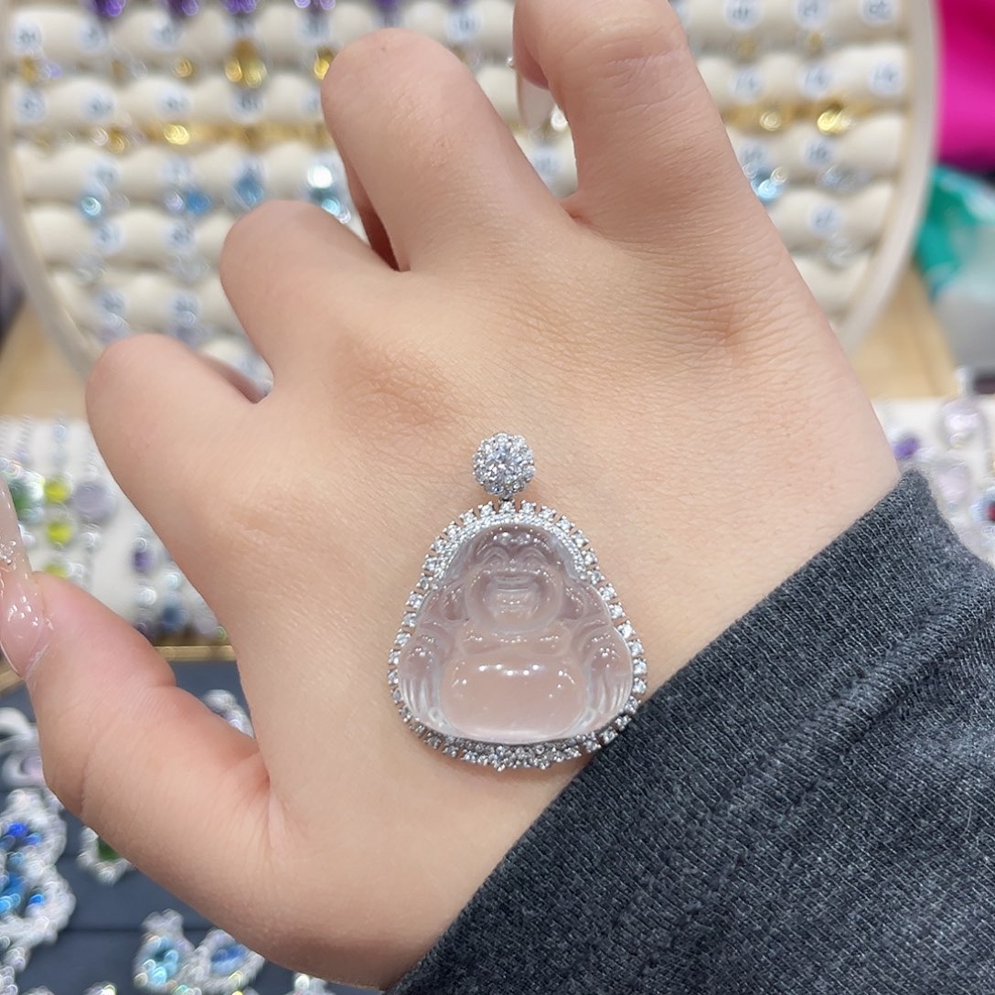 不***名石英质玉银S925镶嵌颈饰