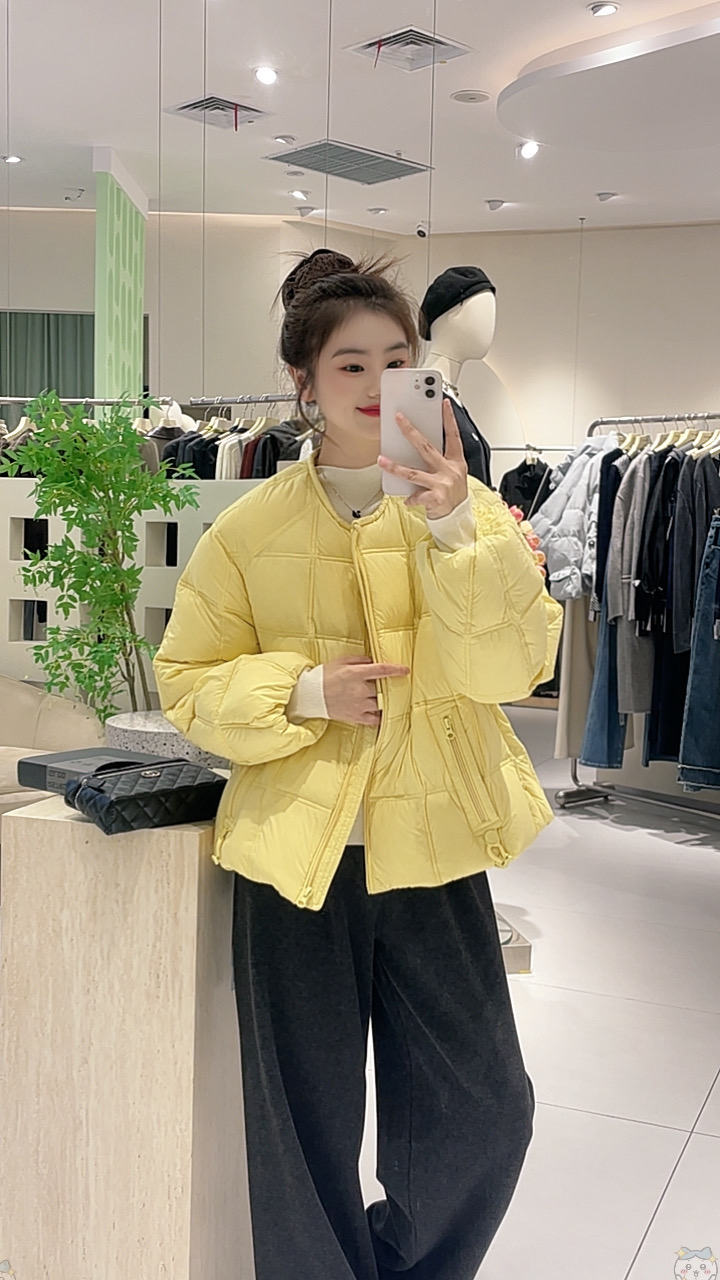 艾然冬款新款上新圆领撞格子时尚羽绒服4772