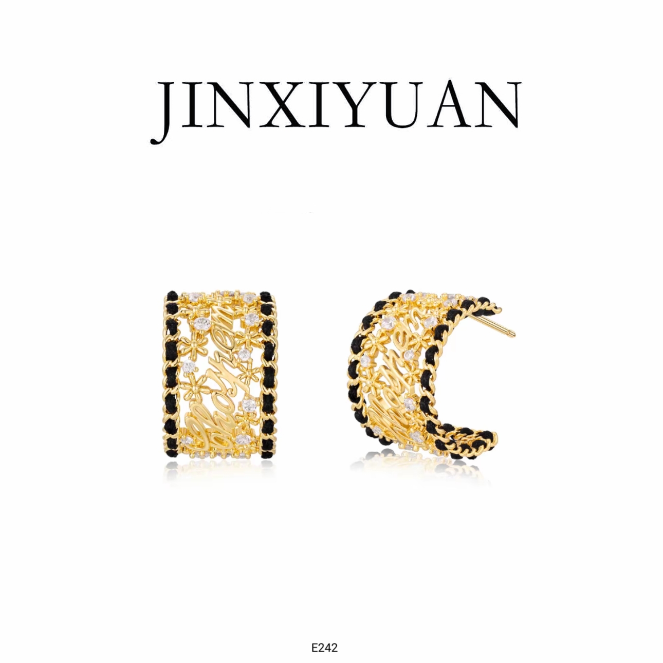 铜合金耳饰 JINXIYUAN/瑾熙媛【花云织】高级感编织花卉耳环E242