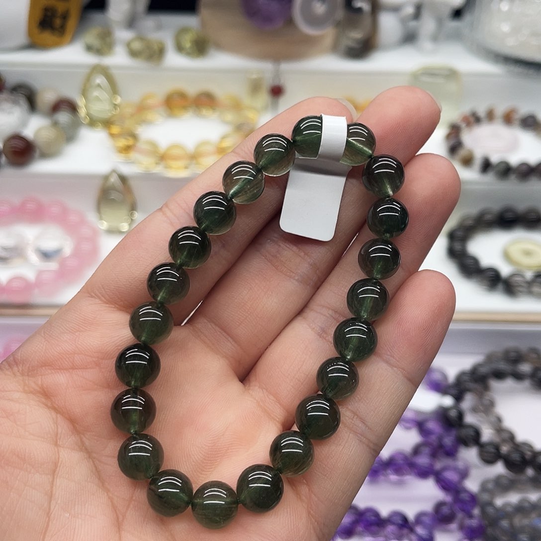 水晶手串未镶嵌纯天然绿发晶手串