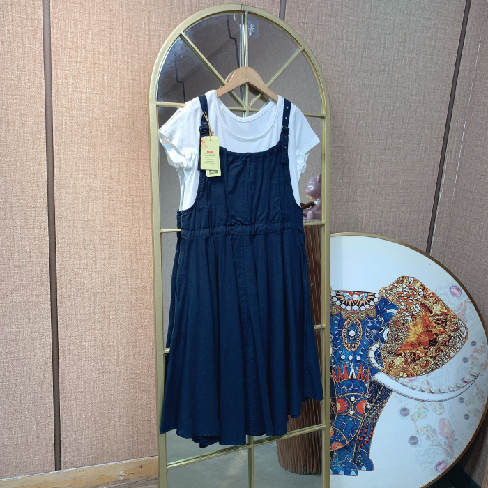 BM159孕妇蓝色背带裙两件套90-120