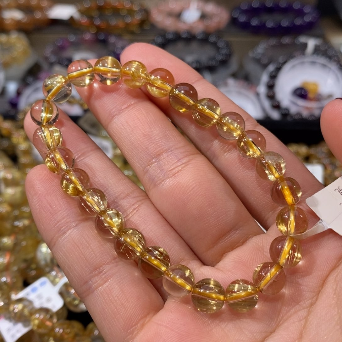 水晶手串未镶嵌丹*儿金钛晶7+