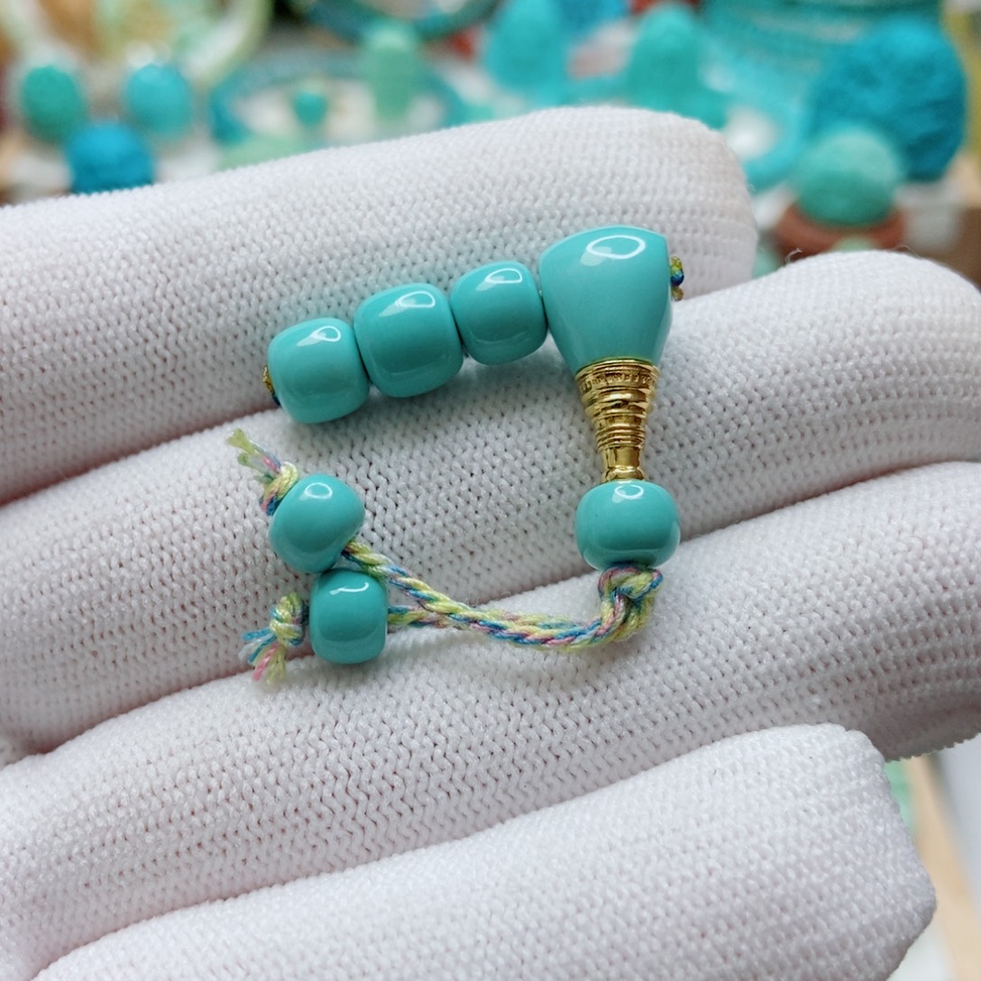 绿松石18K金镶嵌三通套装