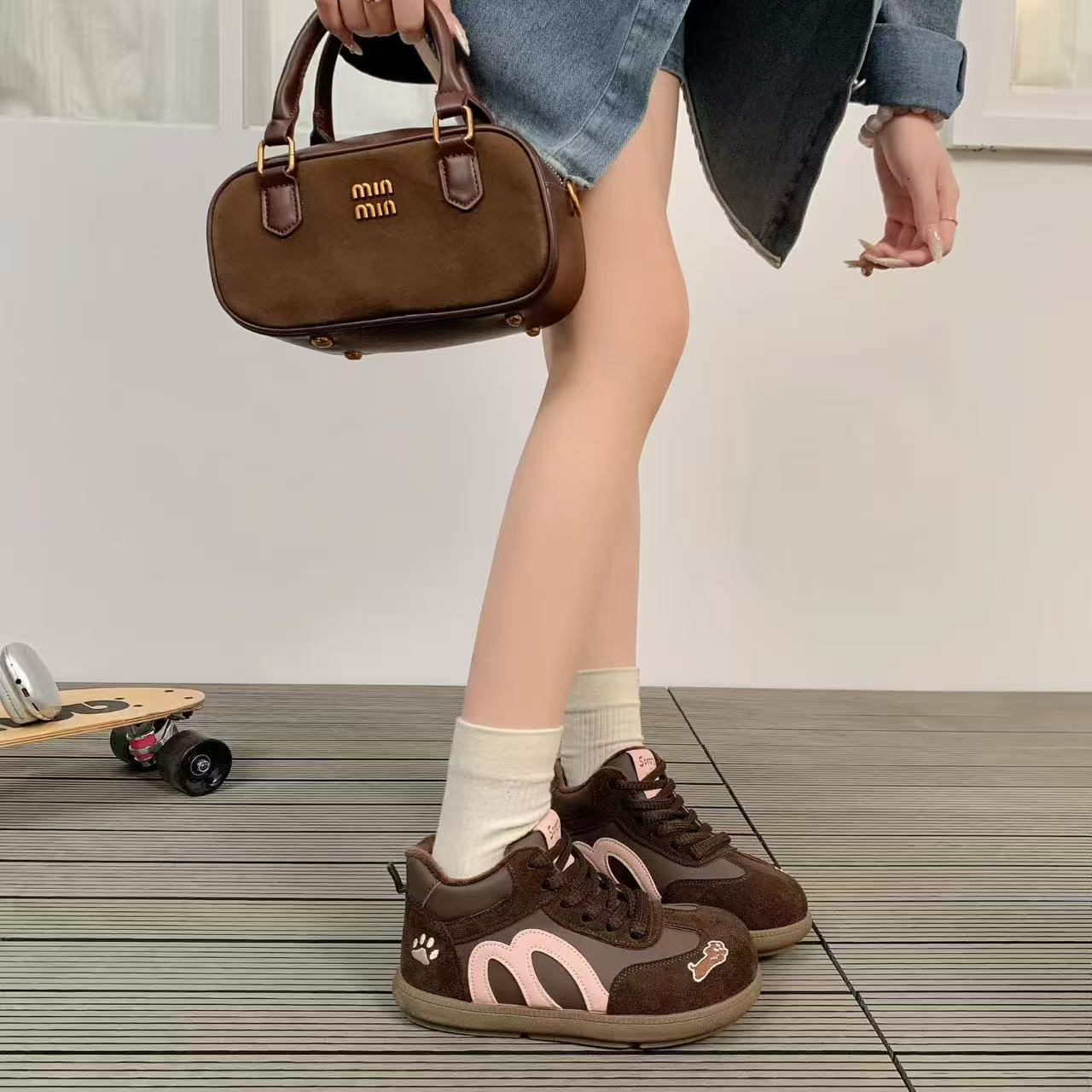 厚底加绒德训鞋女秋冬季百搭小众板鞋2025新款运动休闲二棉鞋959