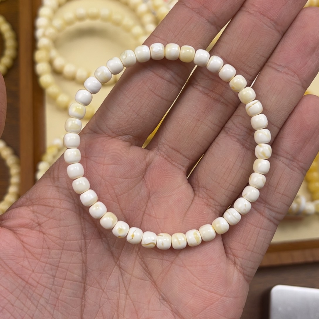 未镶嵌蜜蜡手串蜜蜡手串5mm 瓷白蜡