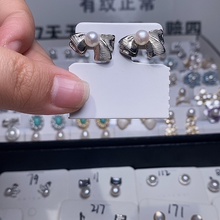 耳饰淡水珍珠银S925镶嵌