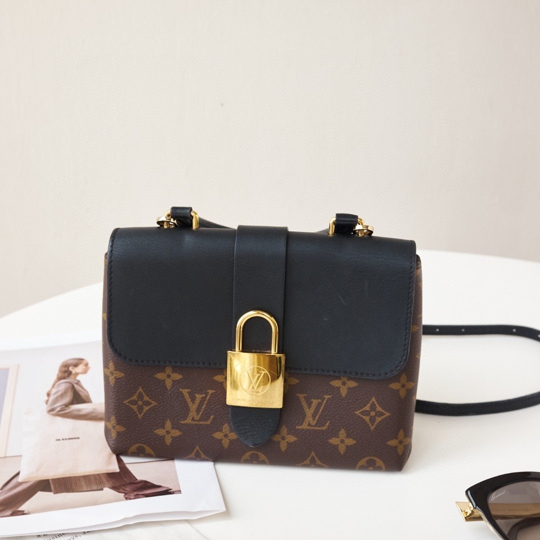 99新 LV locky bb老花黑金锁头包JM5-1050