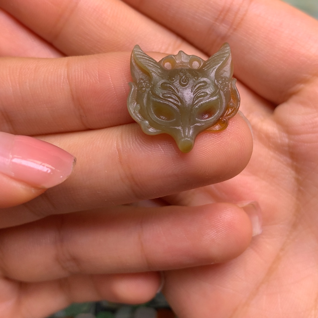 定制翡翠未镶嵌狐狸面具