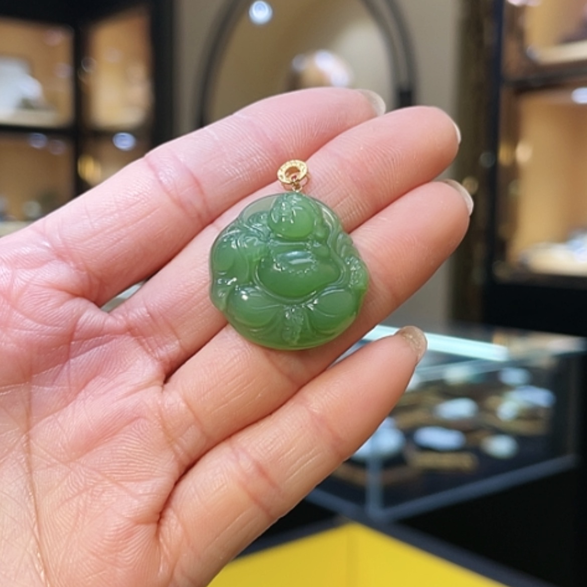 【闪购商品】和田玉颈饰18K金镶嵌佛