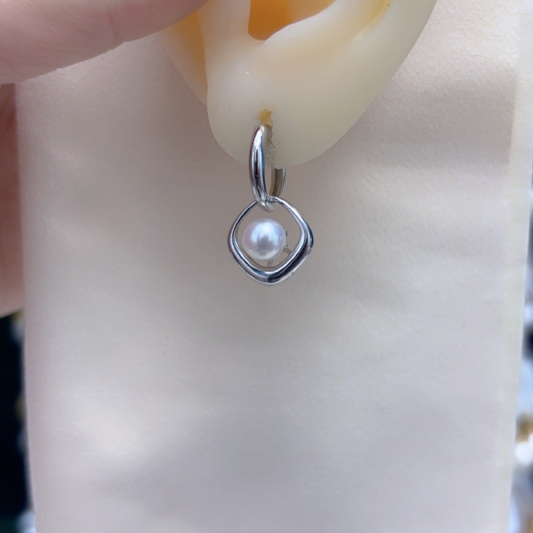 淡水珍珠耳饰银S925镶嵌