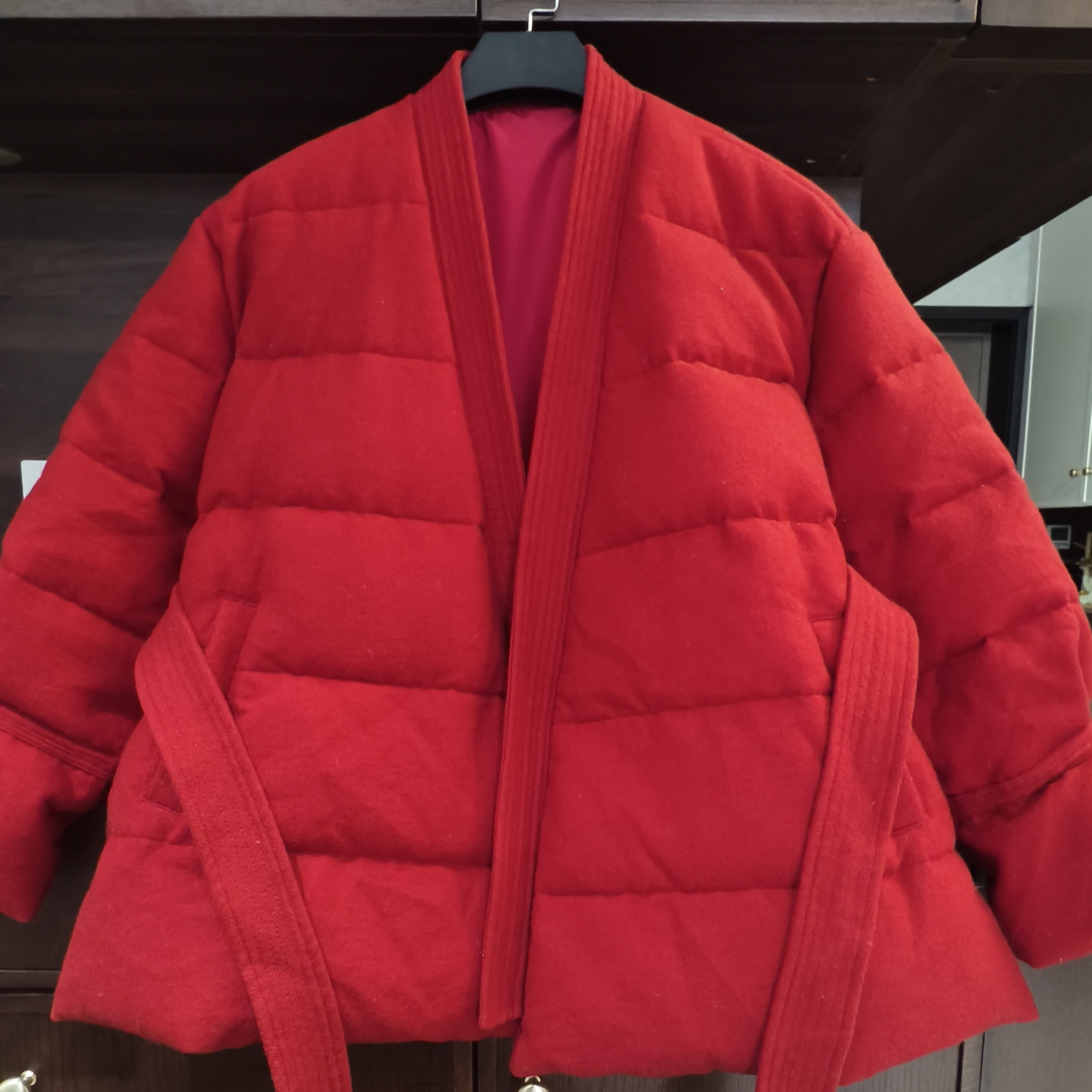 冬季新中式羊毛白鹅绒中长款羽绒服