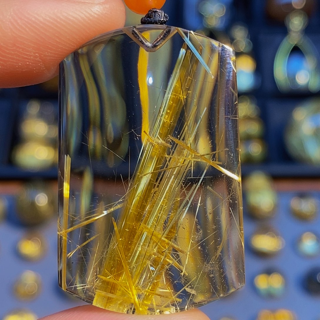 水晶颈饰未镶嵌天然钛晶无事牌吊坠