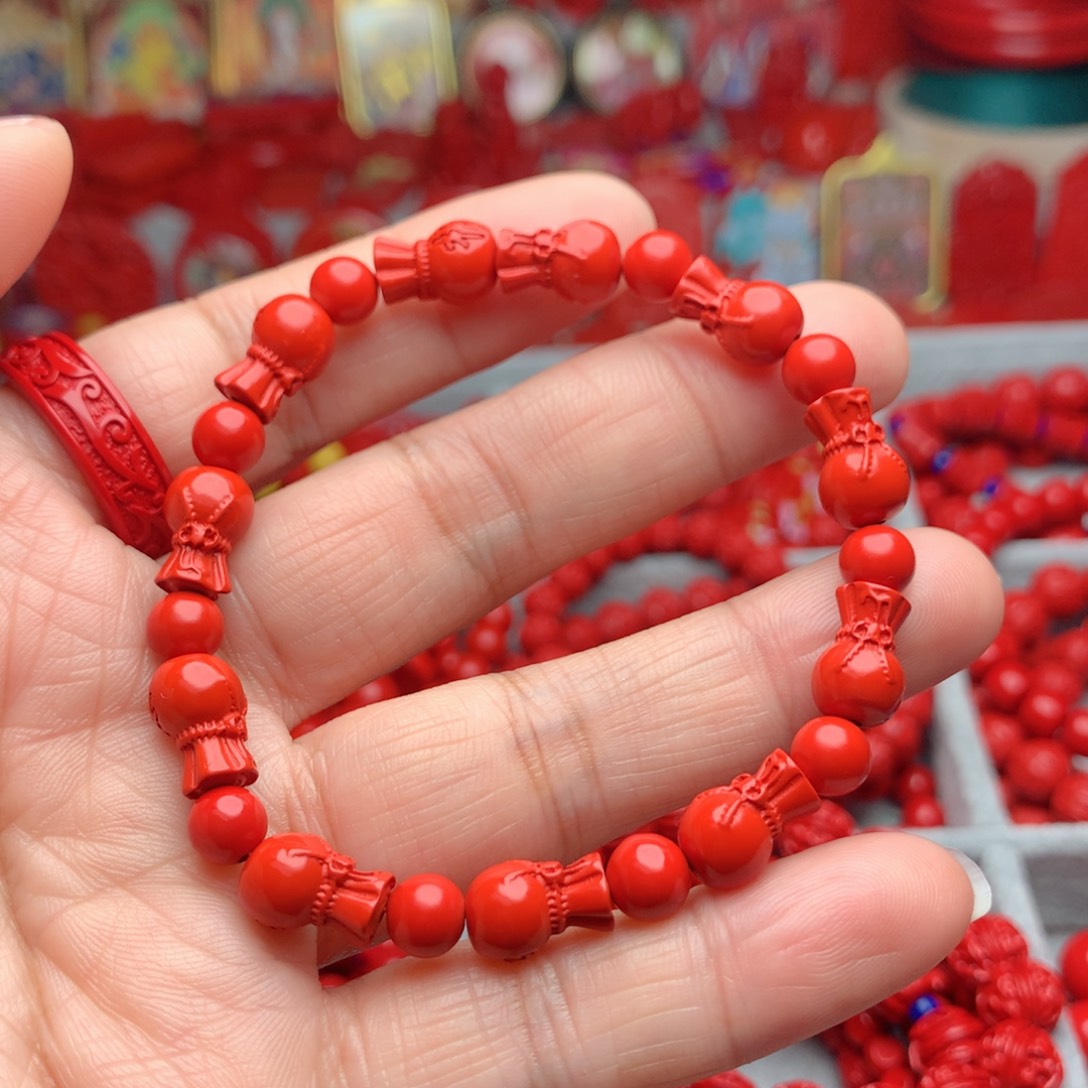 天然辰砂工艺品朱砂福袋手串