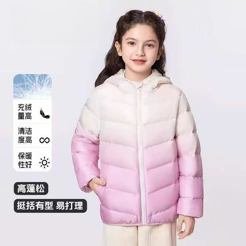 男女童冬季新款春秋轻薄款连帽亲子儿童羽绒外套中大童