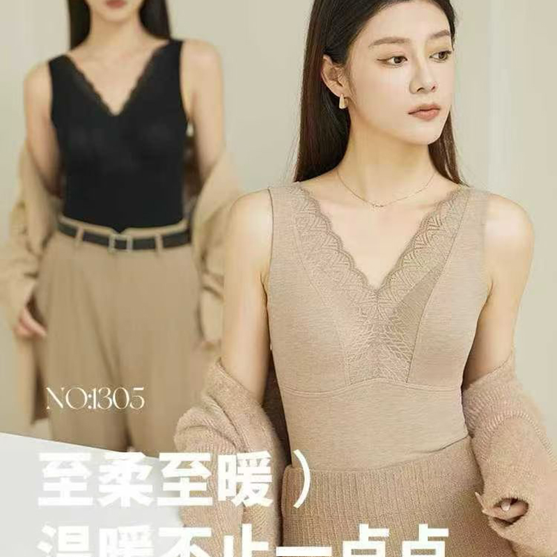 2025新款冬季保暖背心带胸垫一体式聚拢内搭打底衣内衣女1305