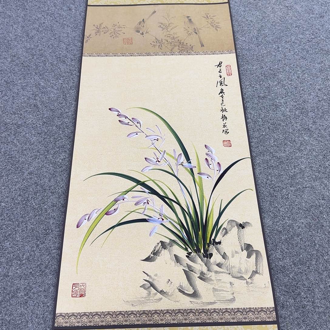 国画国画立体兰花作品