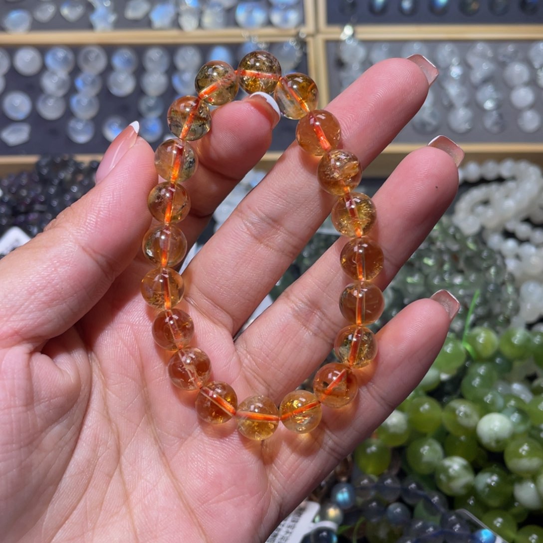 水晶手链未镶嵌暴力黄塔晶手链9.5mm