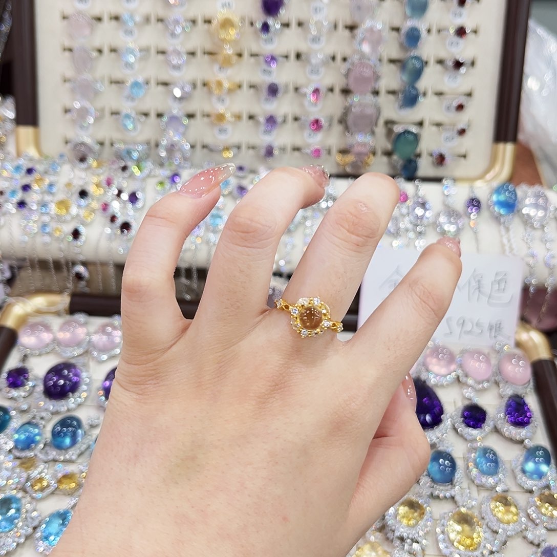 戒指烟晶银S925镶嵌