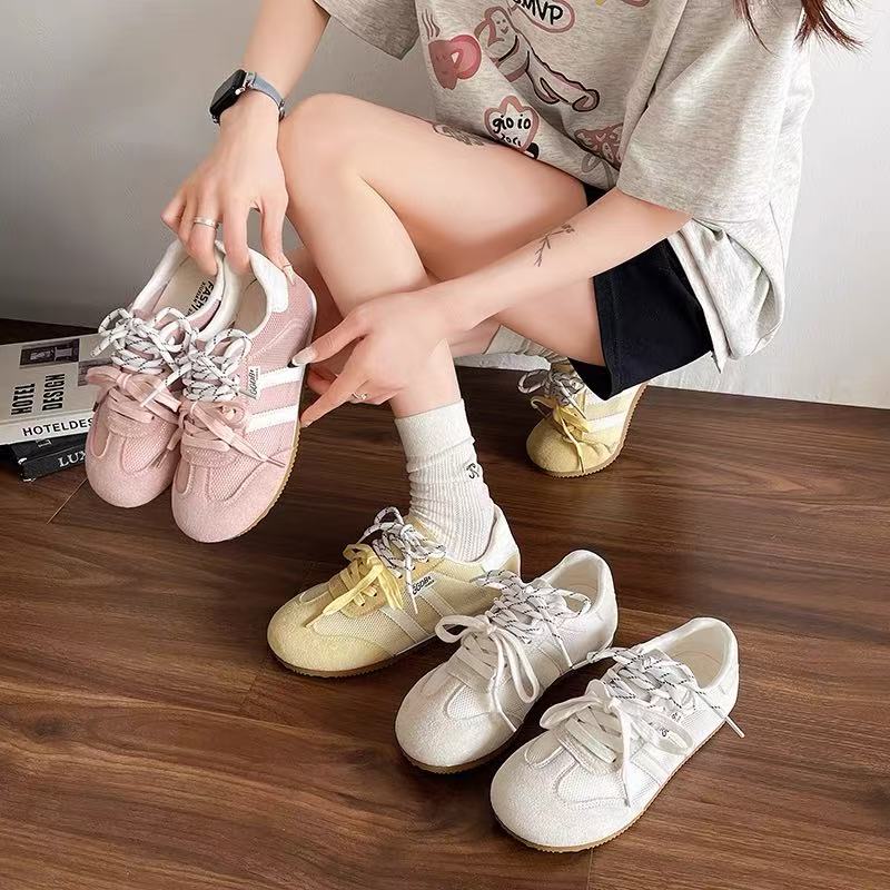 冰激凌奶油色系复古百搭平底休闲德训鞋~NA2084T小静折扣