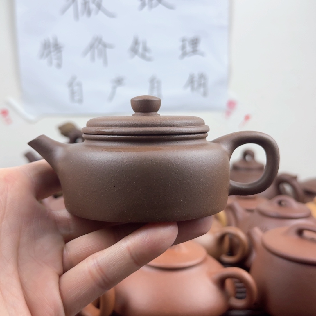 紫砂茶壶矮德钟150cc紫泥微瑕