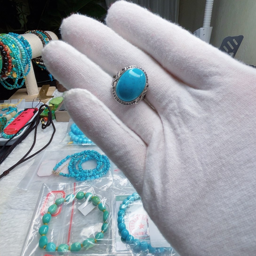 绿松石珠宝奇石银S925镶嵌