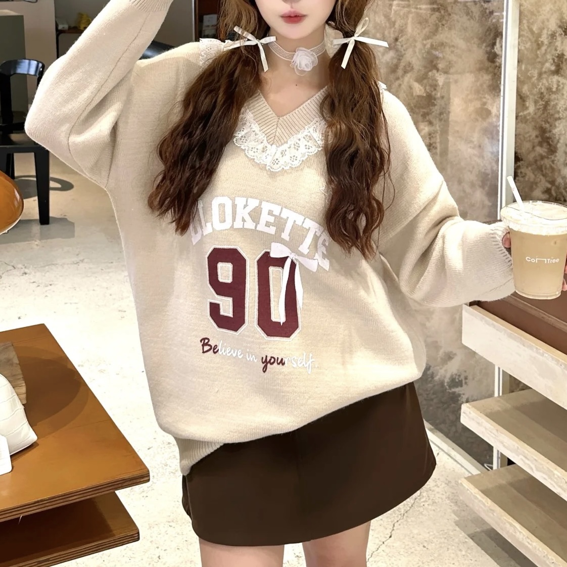 上衣毛衣宽松加绒加厚韩版秋冬套头毛衣（0088）