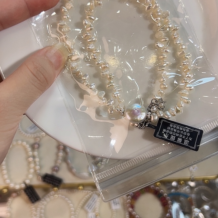 鱼***宝银S925镶嵌淡水珍珠时尚设计款天然淡水珍珠