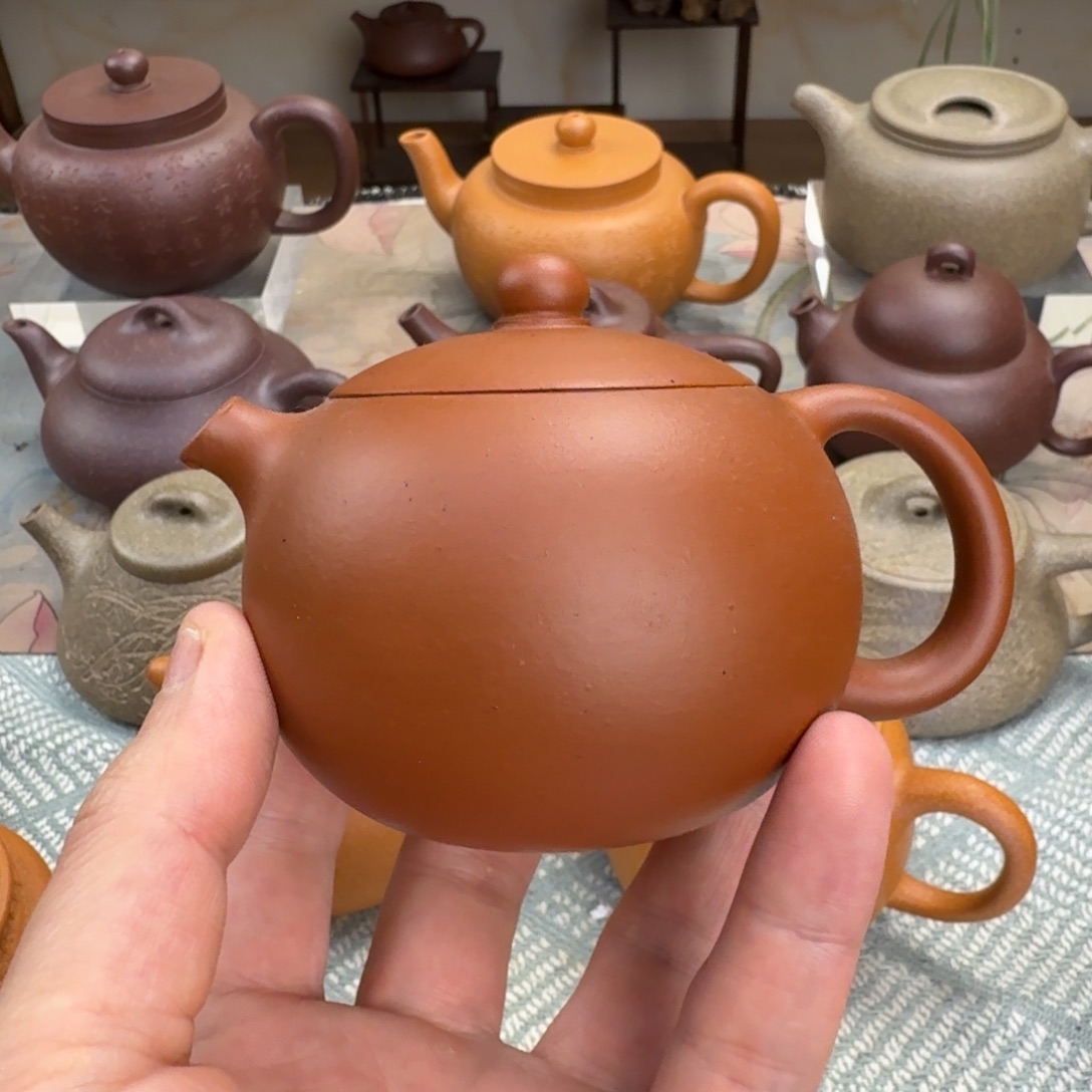紫砂茶壶瑕疵 西施 红泥 195cc