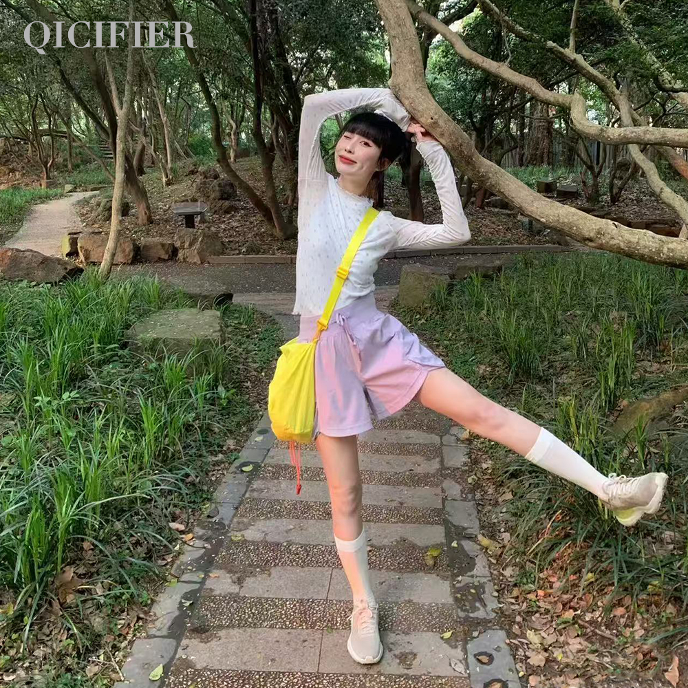 徒步短裤 香芋紫高腰运动短裤 9116