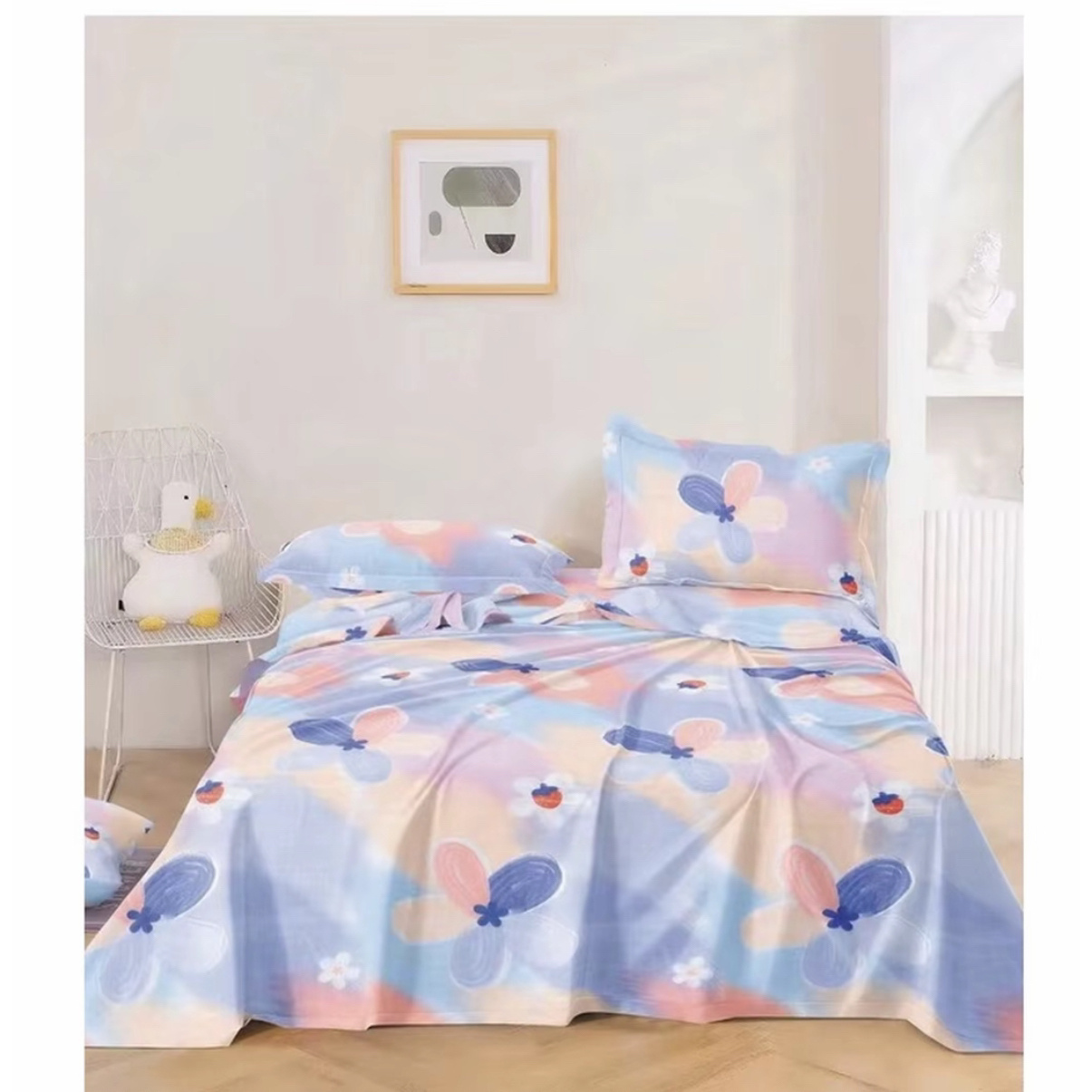 【草莓花影】高支高密简约斜纹棉 2.4 床单