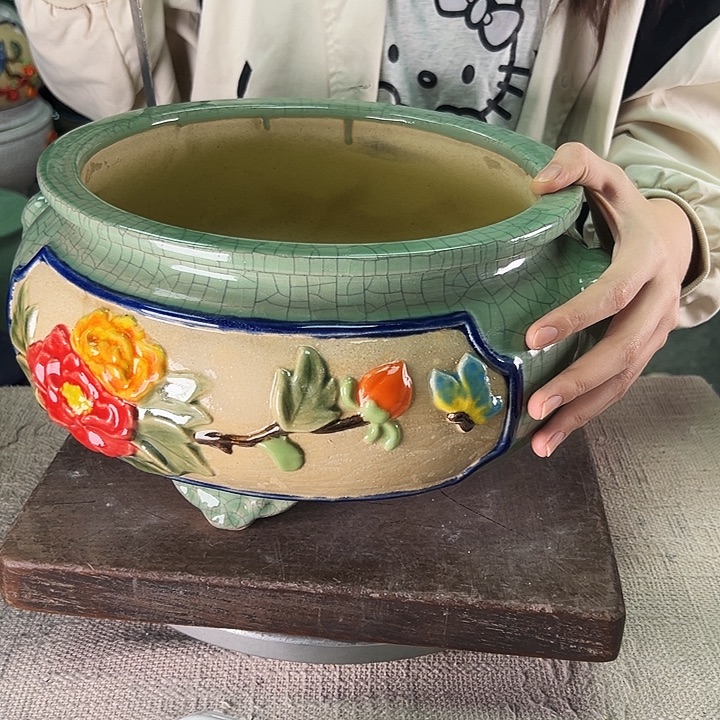 大***3泳坤堂石湾花盆陶瓷