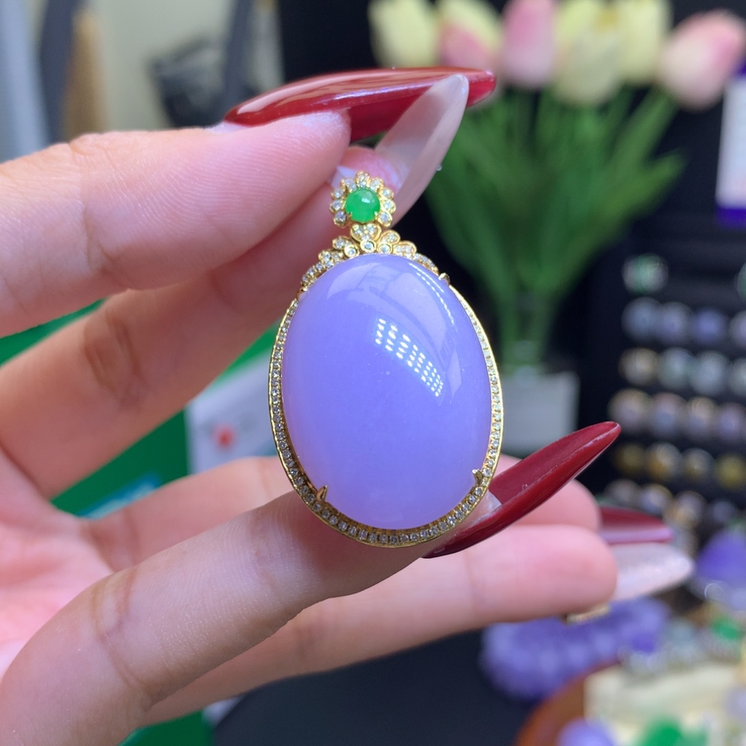 翡翠颈饰18K金镶嵌天然