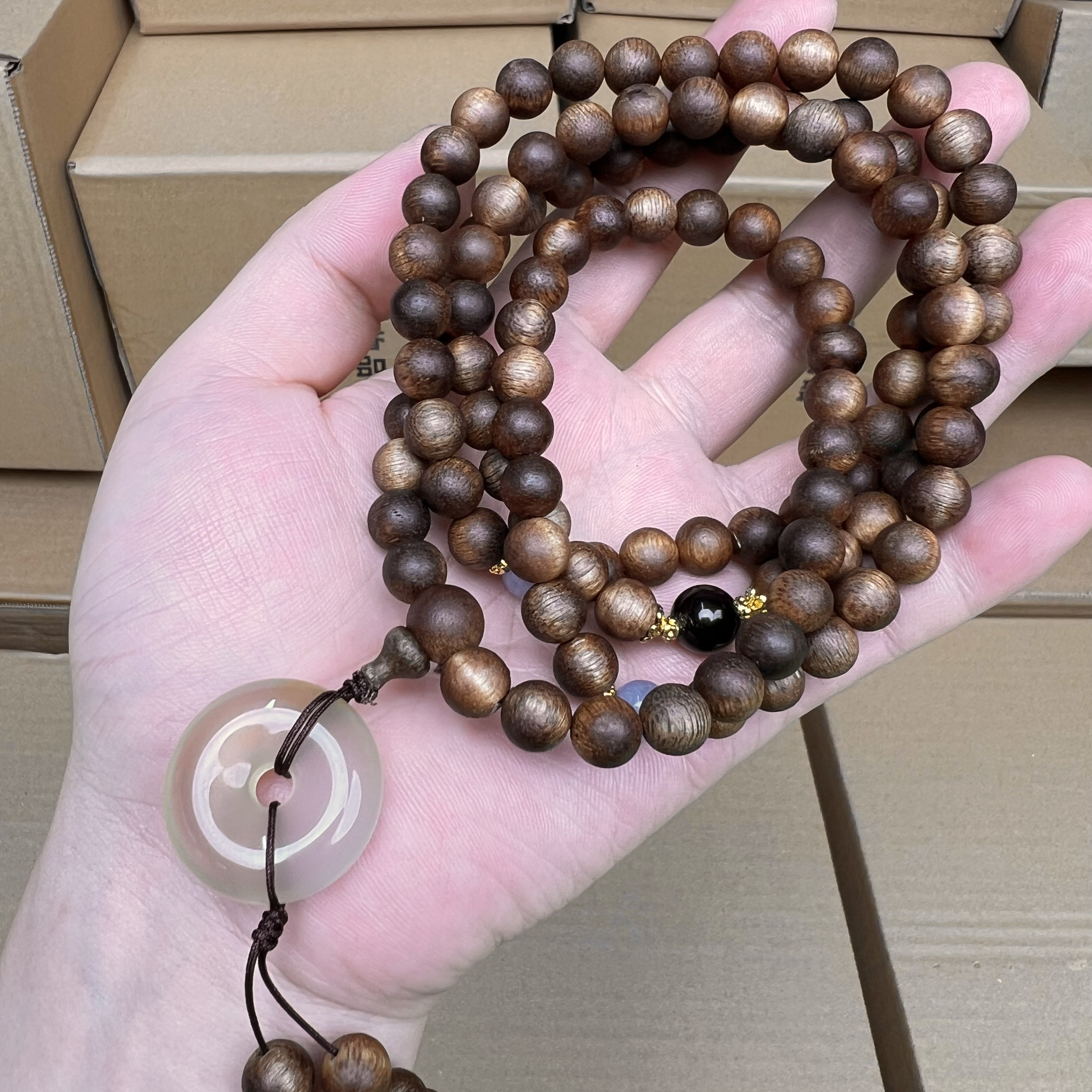 木质百八珠多圈JG0057 礼盒证书