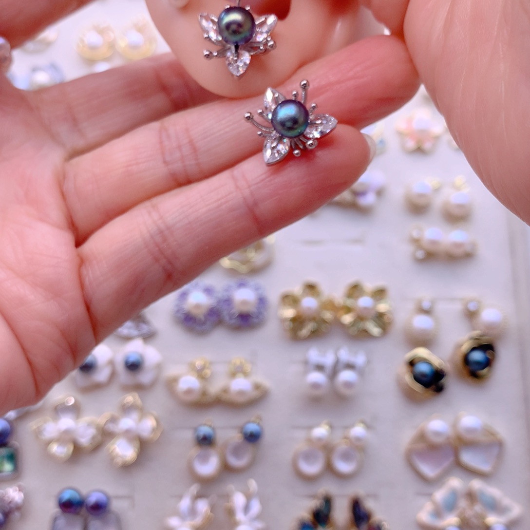 耳饰合金淡水珍珠