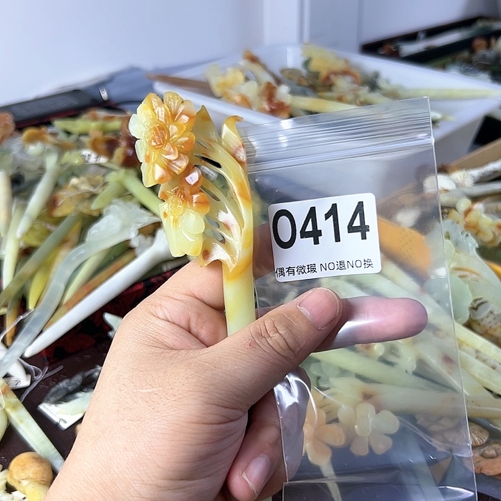 蛇纹石玉发饰合金皮***紫