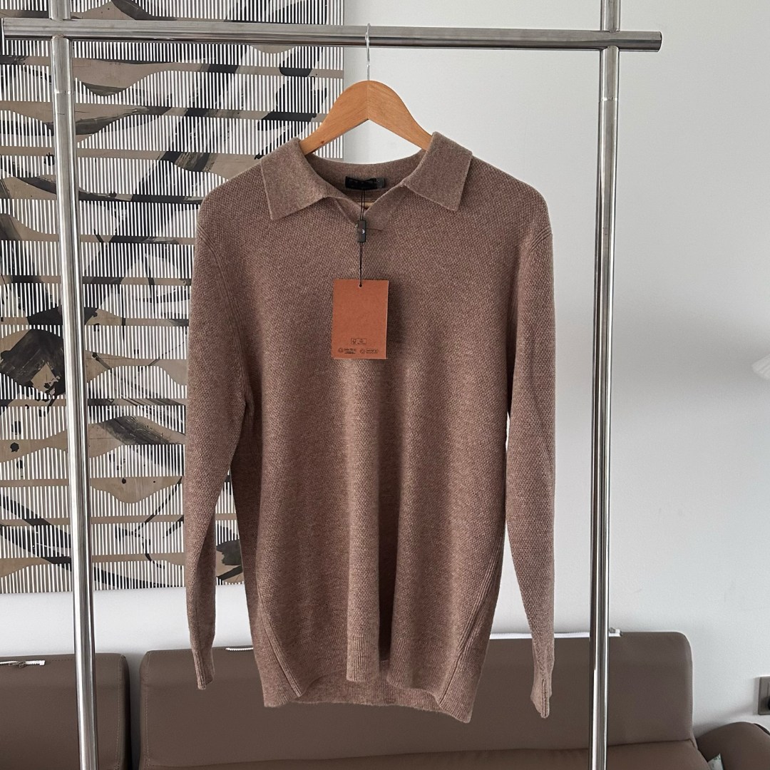 zz家男装100%山羊绒秋冬158织精纺海鸥领polo休闲衫88539
