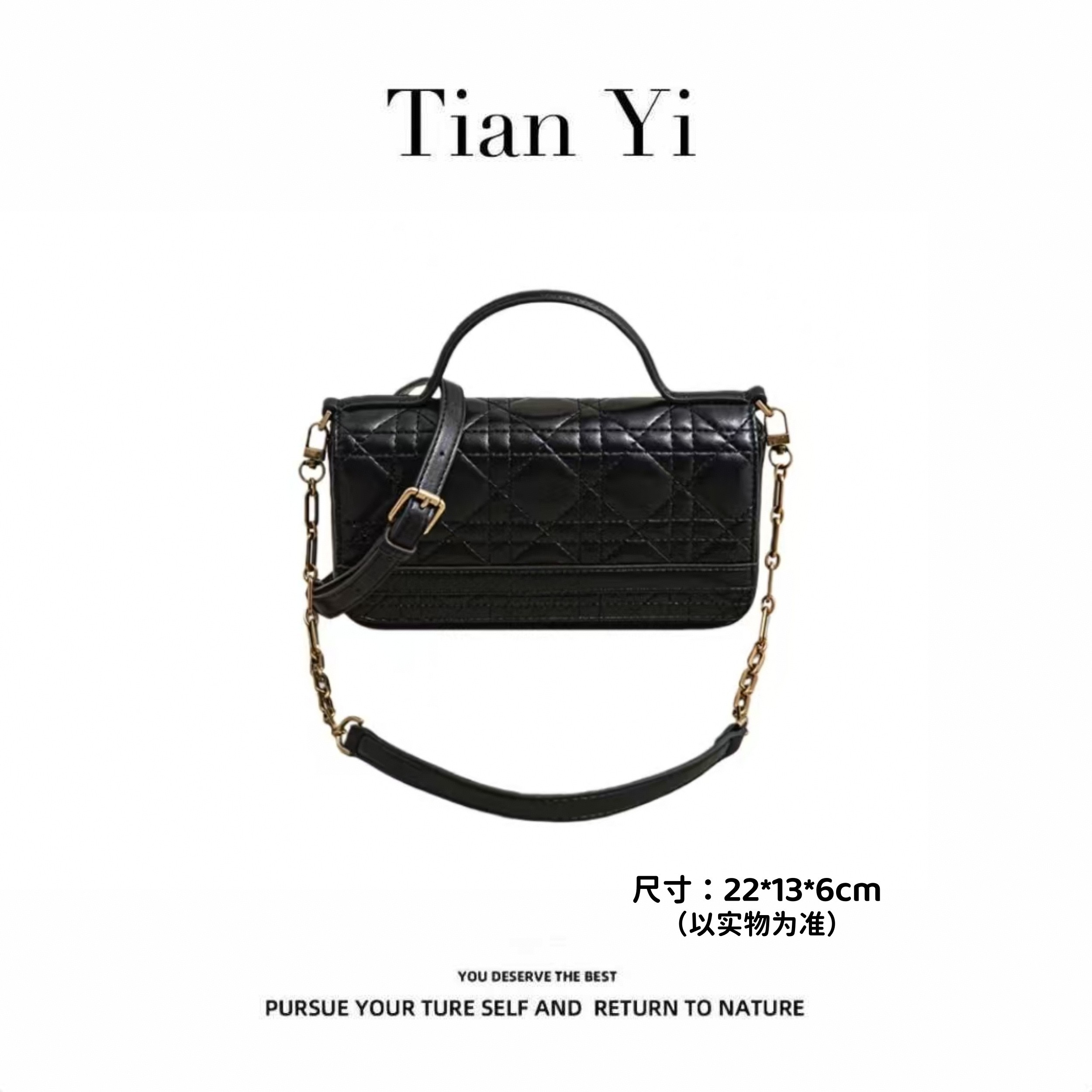 【Tian Yi渠道货】轻奢时尚秋季新款百搭单肩斜跨手提包2679黑色
