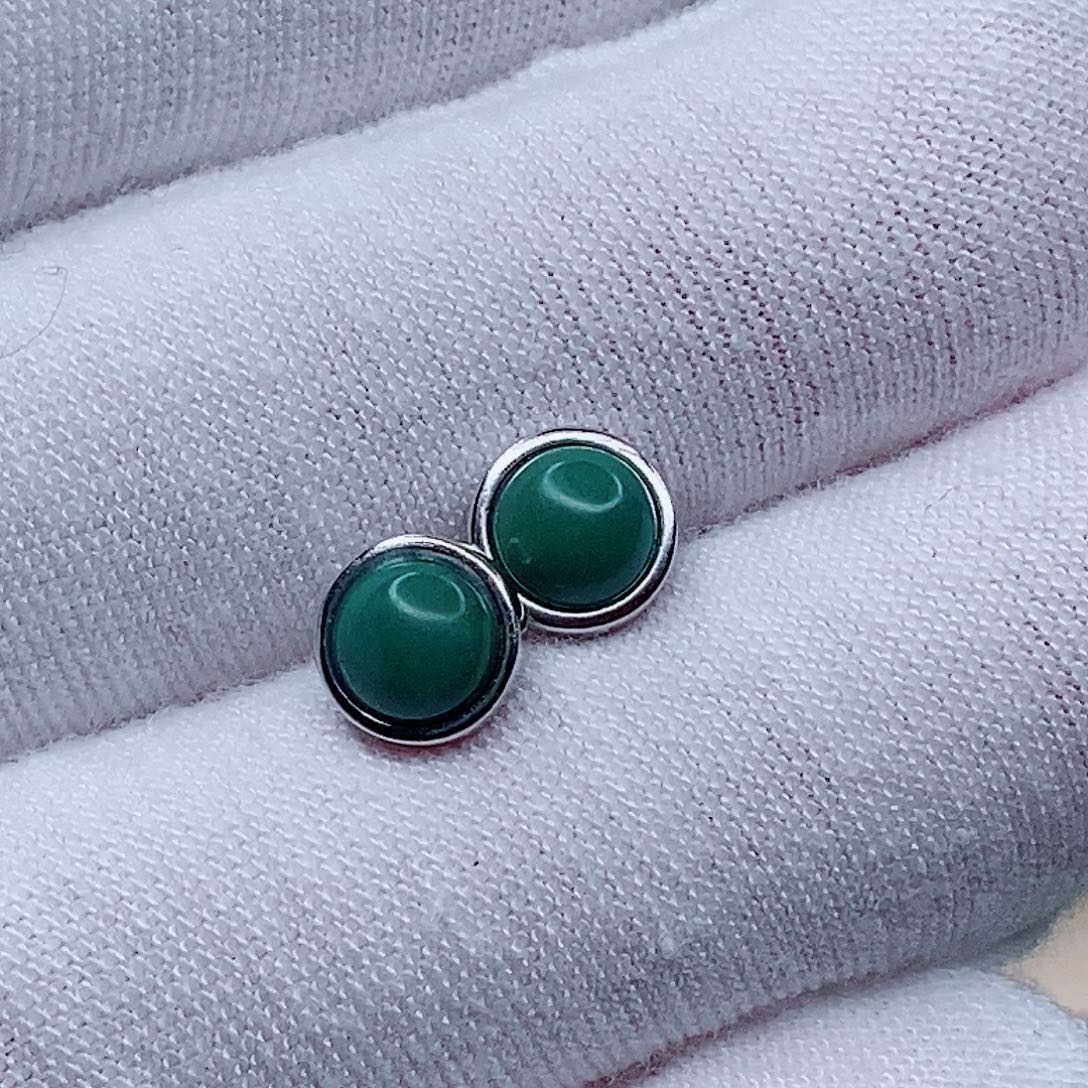 绿松石耳饰银S925镶嵌