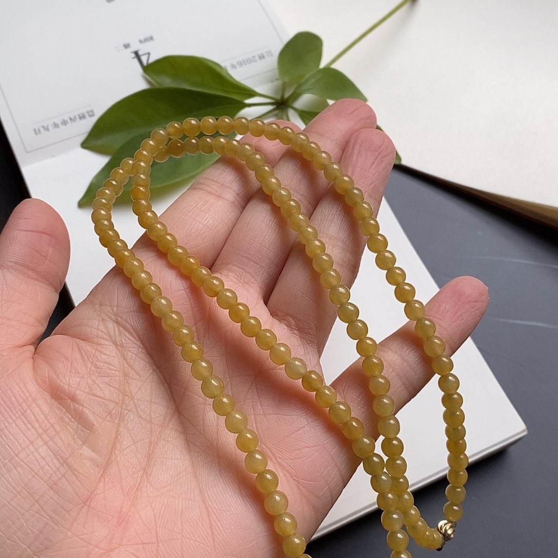 翡翠颈饰未镶嵌黄翡珠链卡4.9mm