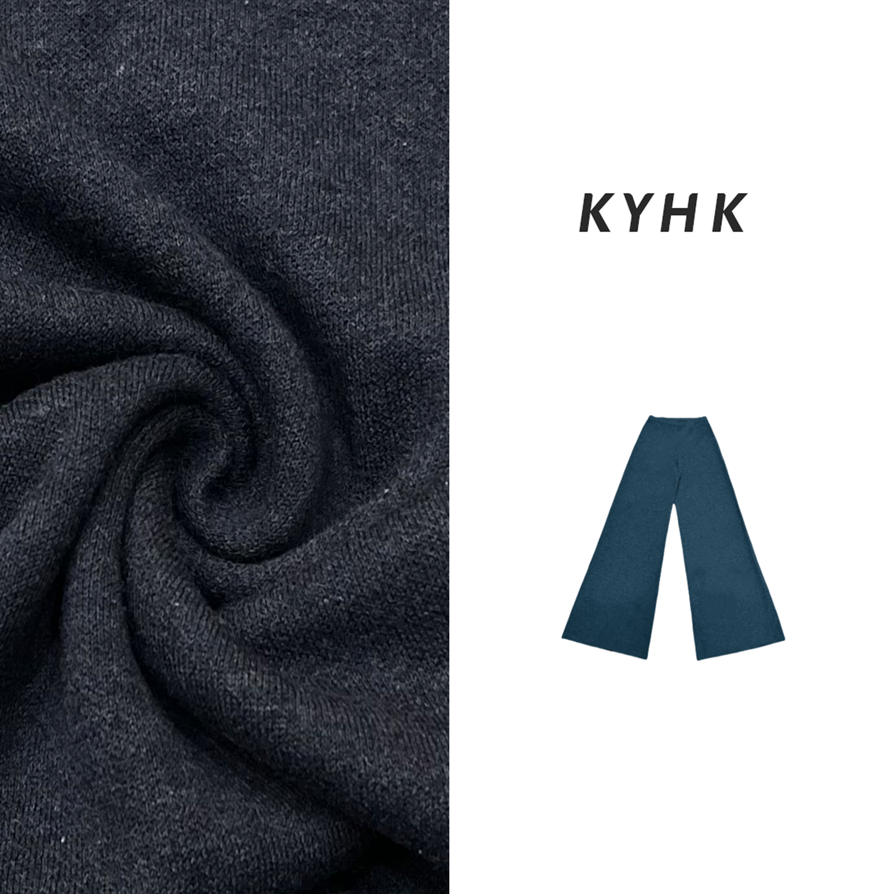 KYHK简约质感混纺休闲微喇阔腿裤241008