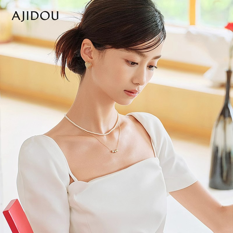 合金项链 AJIDOU阿吉豆优雅温婉baby珠叠戴项链气质简约【CB】